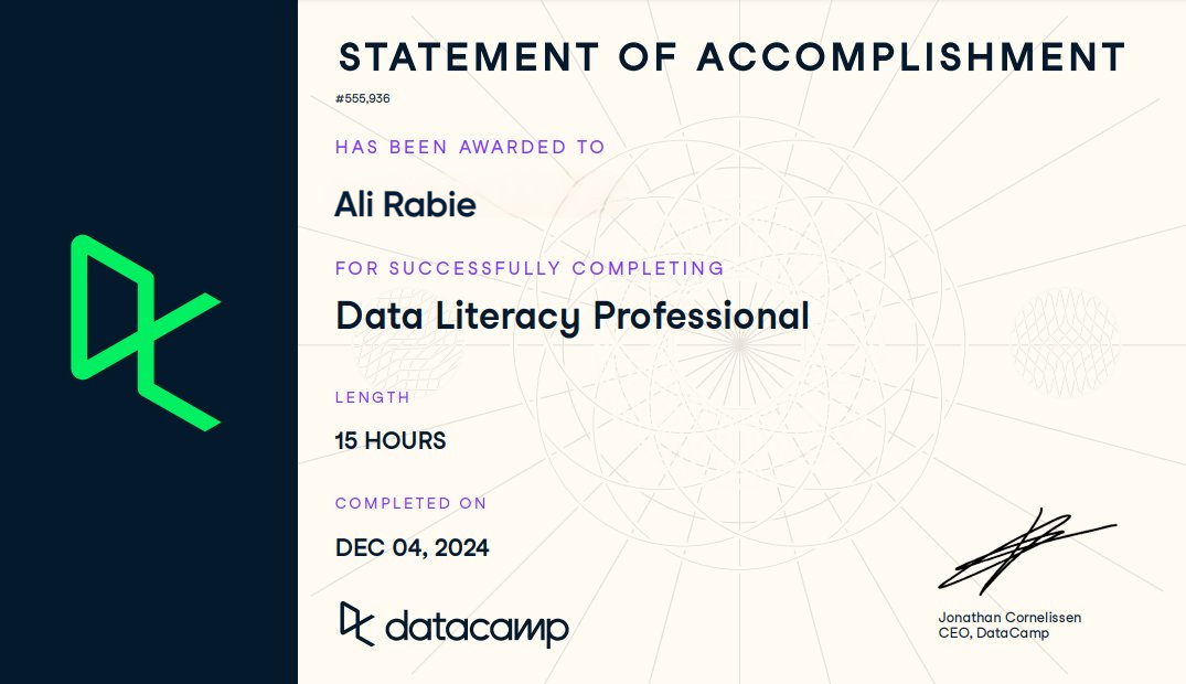 Data Literacy Professional Certificate – DataCamp